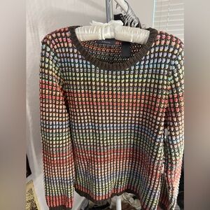 Liz Claiborne large multicolored rainbow knit sweater/ never worn by me!